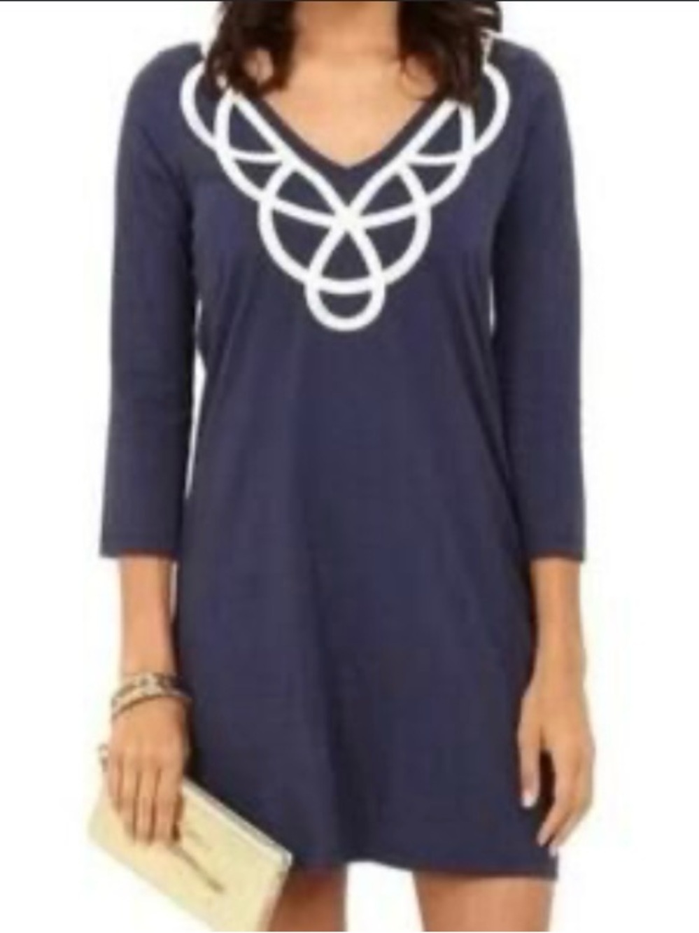 Lilly Pulitzer Navy Tunic with White Embroidered Neckline